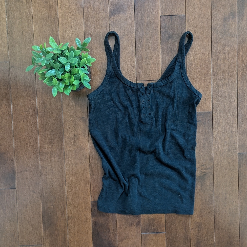 4/$25 AERIE BLACK RIBBED TANK TOP